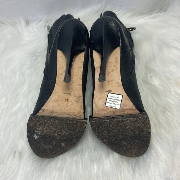 Alexander‎ Wang Aymeline Black Leather Stiletto Heel Ankle Booties Sz 39/US 9 - Picture 6 of 8